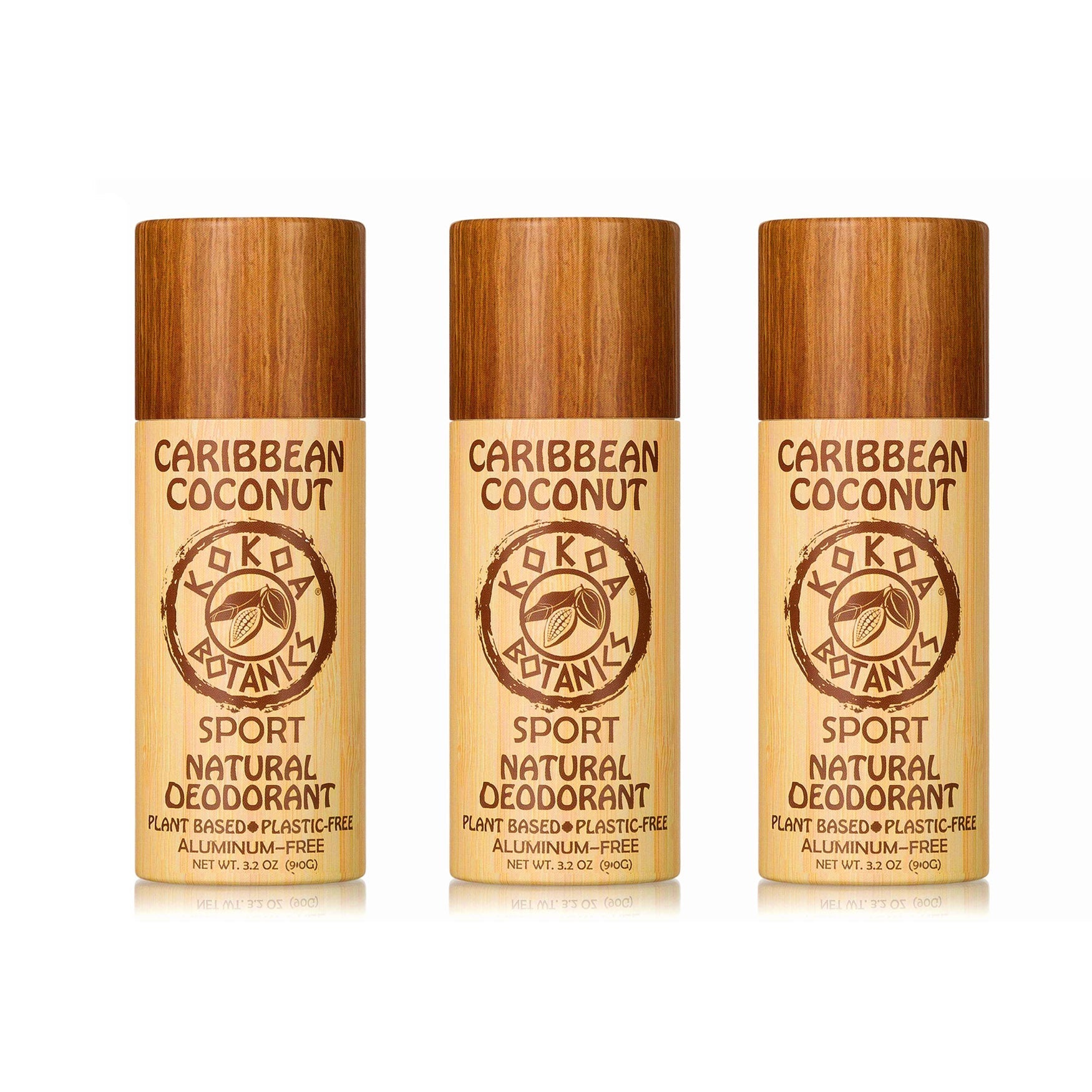 CARIBBEAN COCONUT – Natural Detox Deodorant - Sport - Aluminum-Free - Plastic-Free 3.2 oz by Kokoa Botanics