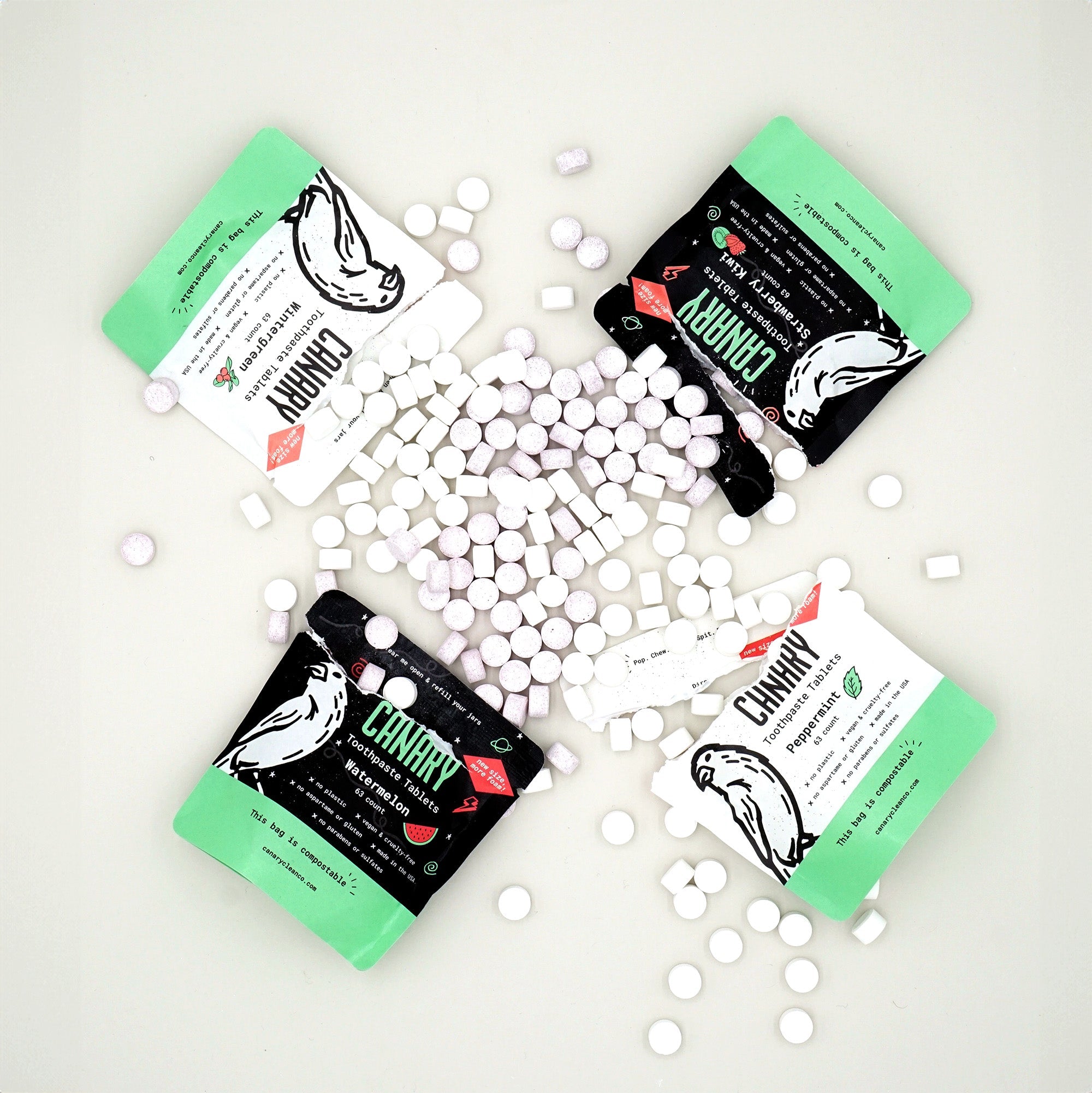 4 Pack Sampler of Canary Toothpaste Tablets by Canary