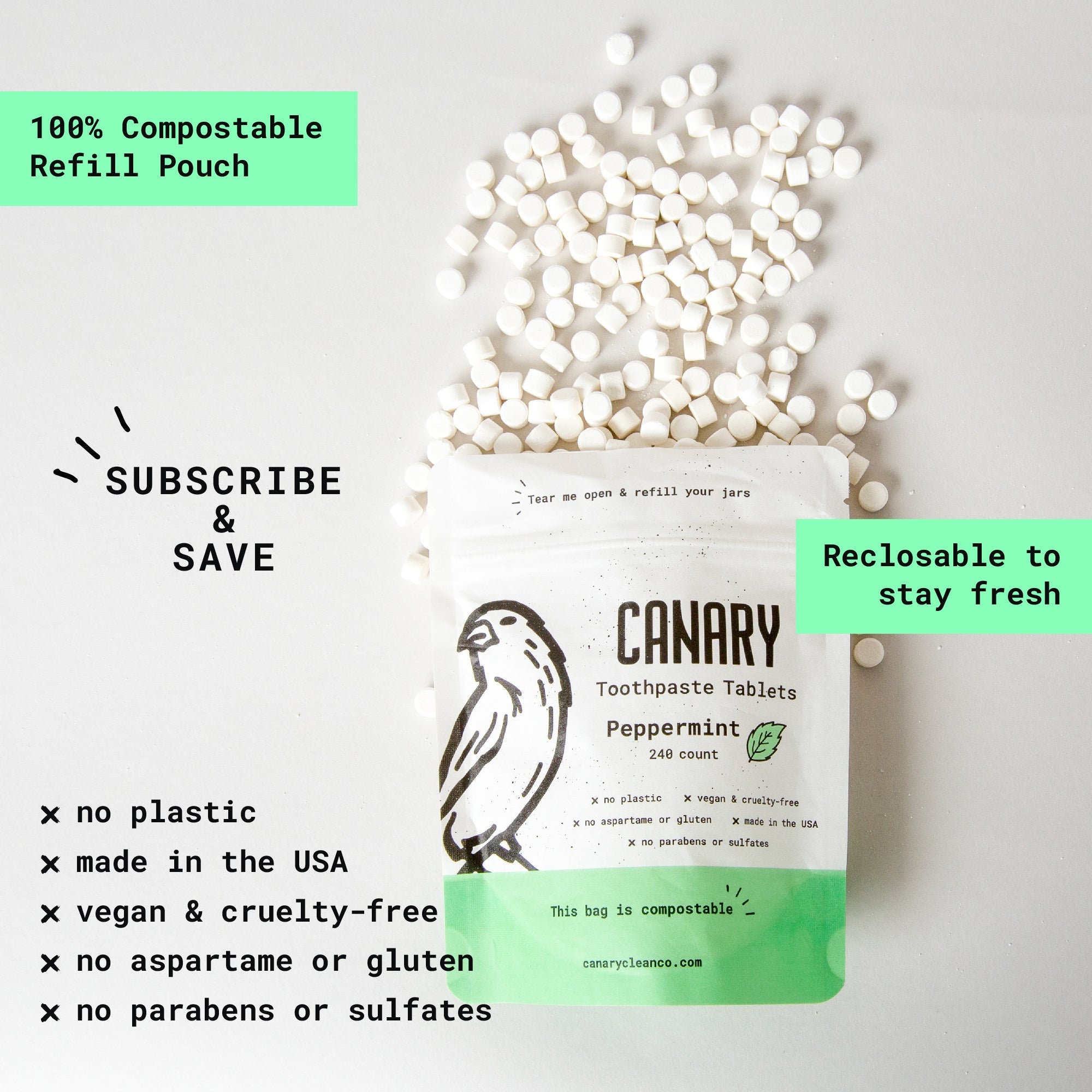 4 Pack Sampler of Canary Toothpaste Tablets by Canary