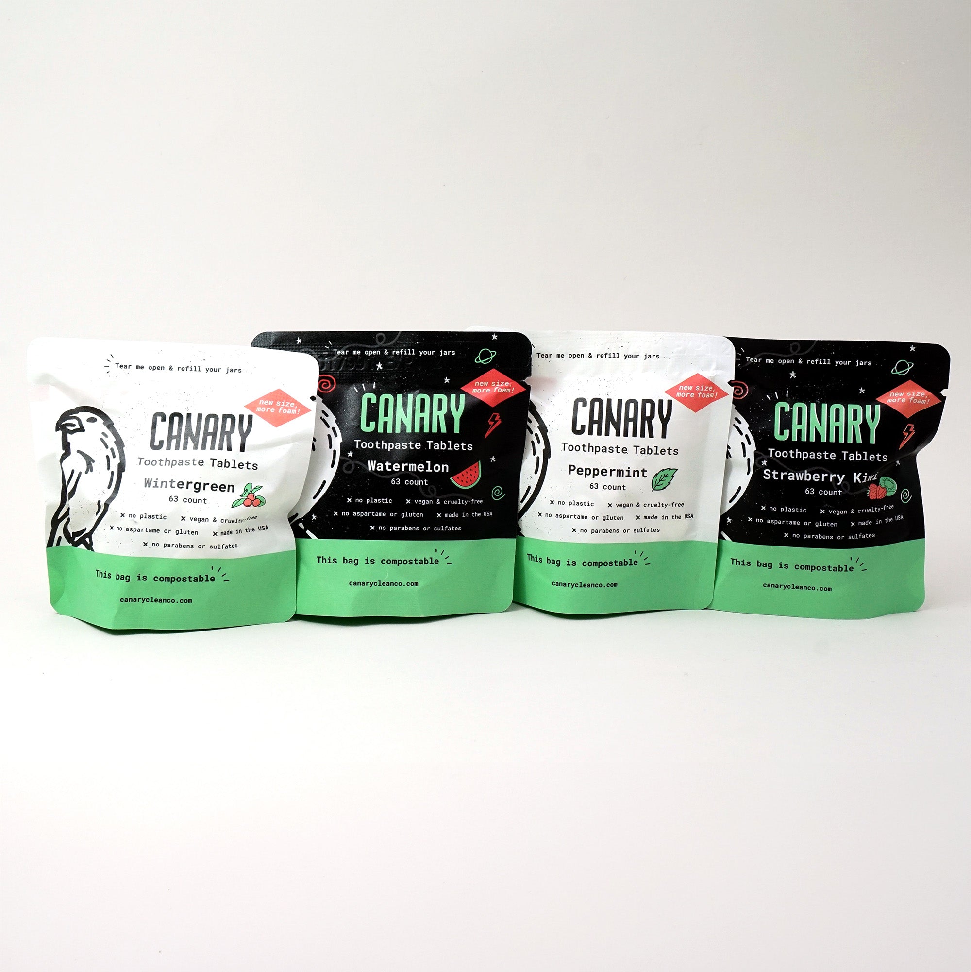4 Pack Sampler of Canary Toothpaste Tablets by Canary