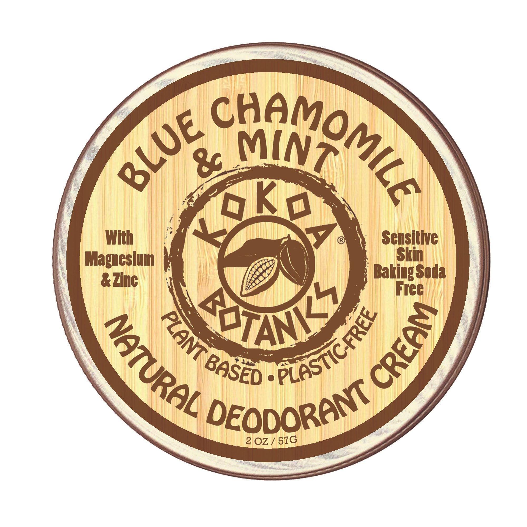 BLUE CHAMOMILE & MINT- Natural Deodorant Cream - Sensitive Skin – Baking Soda-Free  2.5 oz by Kokoa Botanics