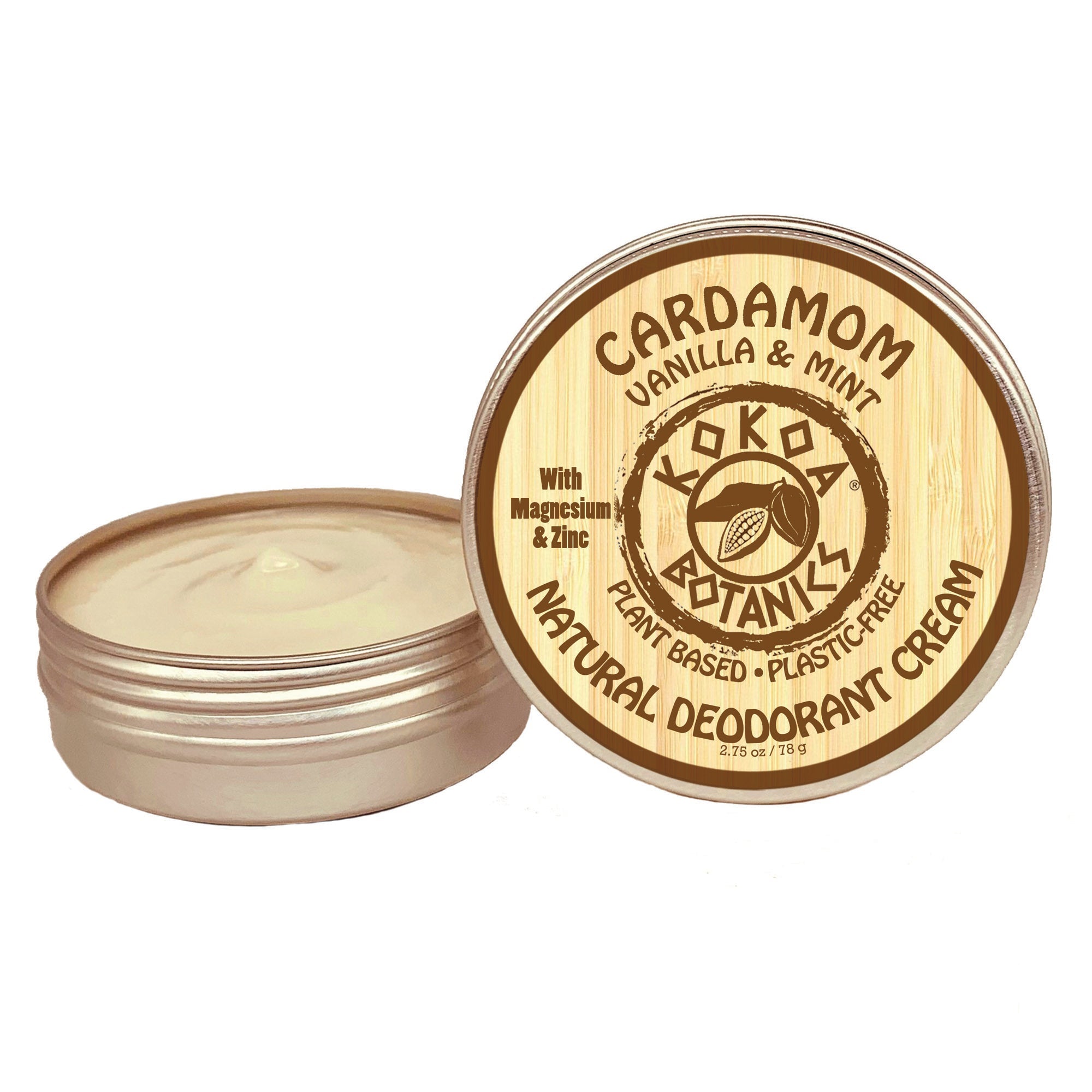 CARDAMOM with VANILLA & MINT  - Natural Deodorant Cream - Aluminum-Free - 2.5 oz by Kokoa Botanics