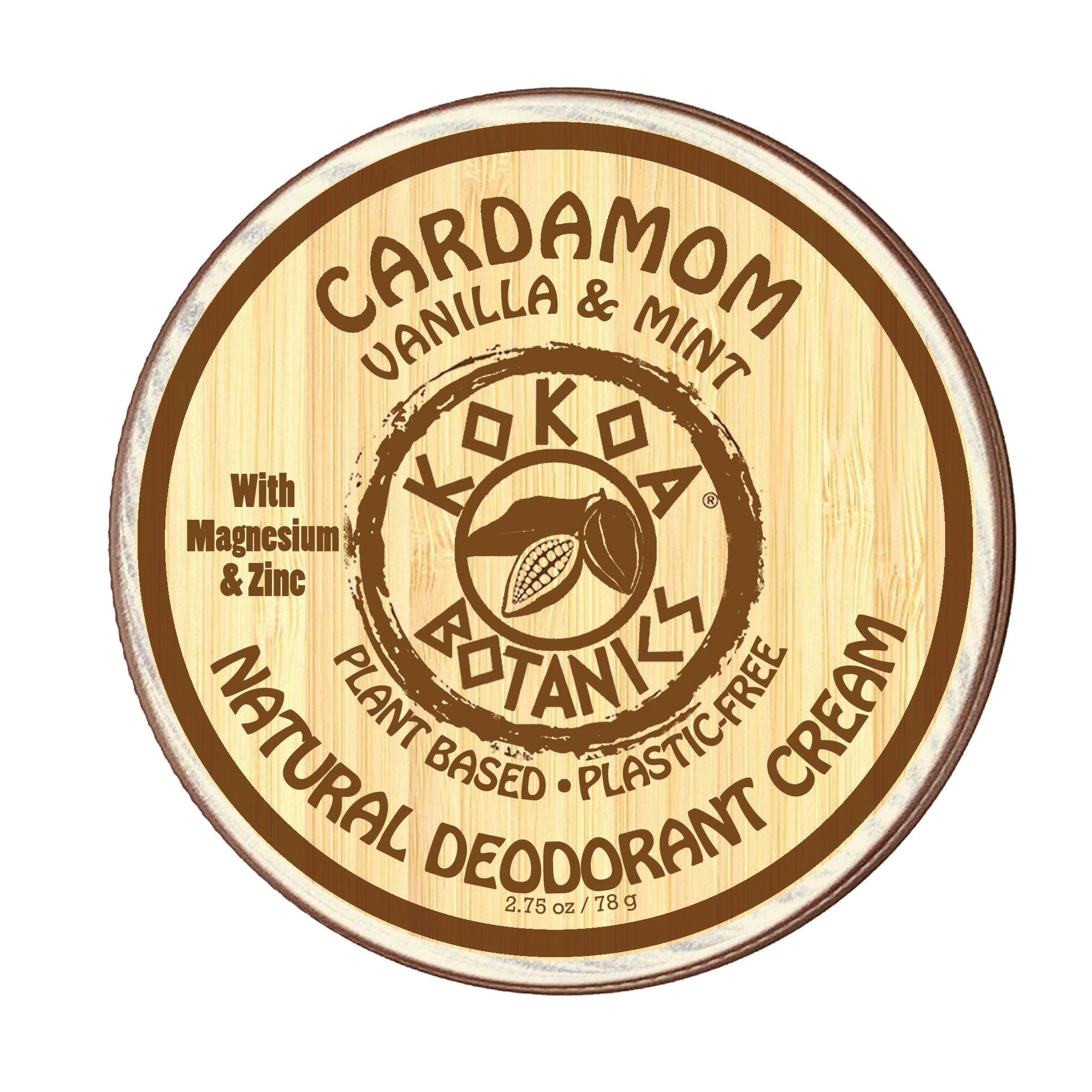 CARDAMOM with VANILLA & MINT  - Natural Deodorant Cream - Aluminum-Free - 2.5 oz by Kokoa Botanics