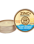 ZINC & CHARCOAL Sport - Natural Deodorant - Cool Coconut - Aluminum-free 2.75 oz by Kokoa Botanics