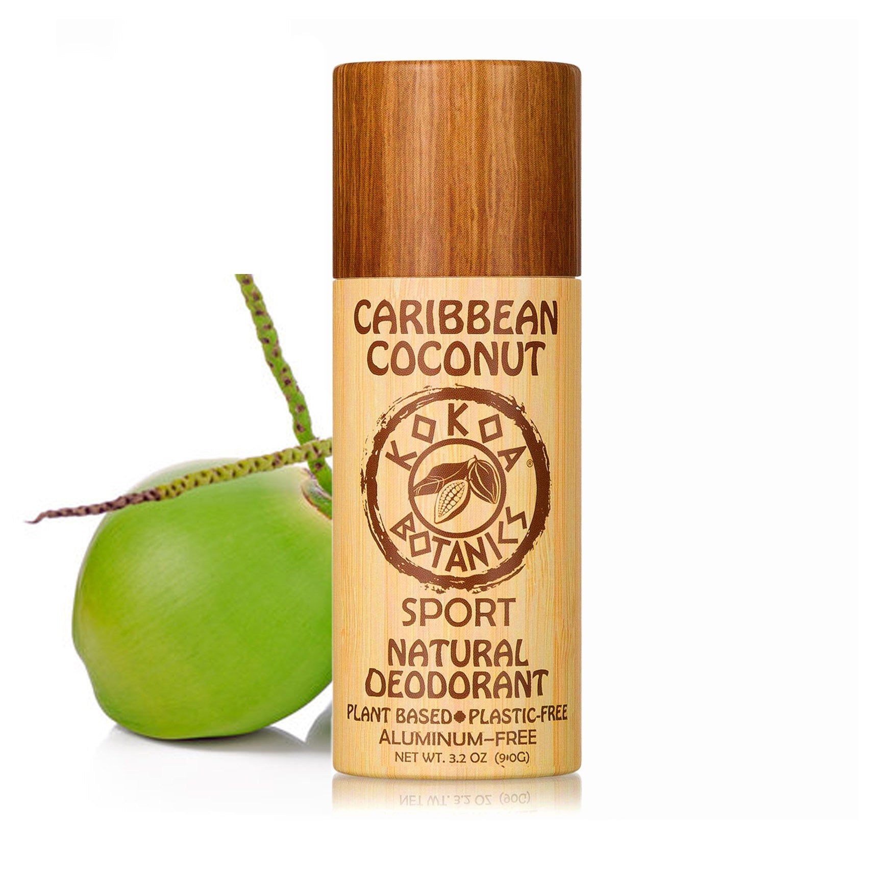 CARIBBEAN COCONUT – Natural Detox Deodorant - Sport - Aluminum-Free - Plastic-Free 3.2 oz by Kokoa Botanics