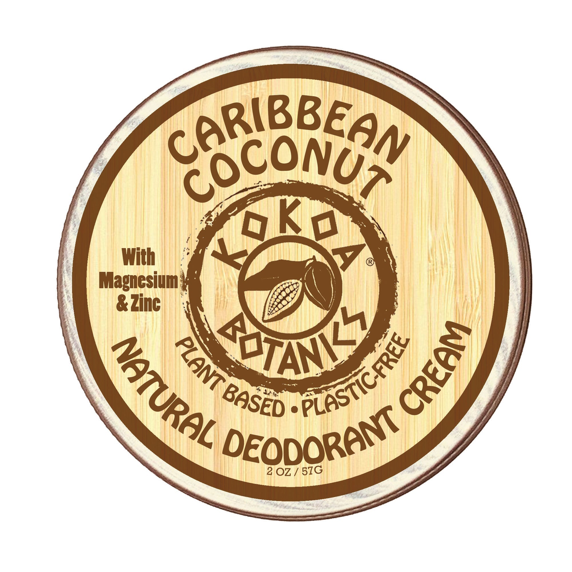 CARIBBEAN COCONUT - Natural Deodorant Cream - Aluminum-Free - 2.5 oz by Kokoa Botanics