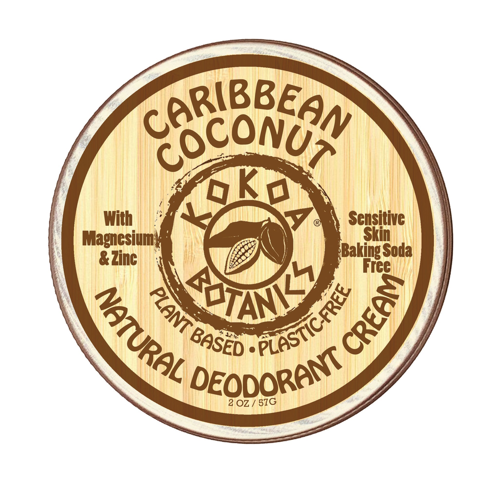 CARIBBEAN COCONUT - Natural Deodorant Cream - Sensitive Skin - Baking Soda Free  - 2.5 oz by Kokoa Botanics