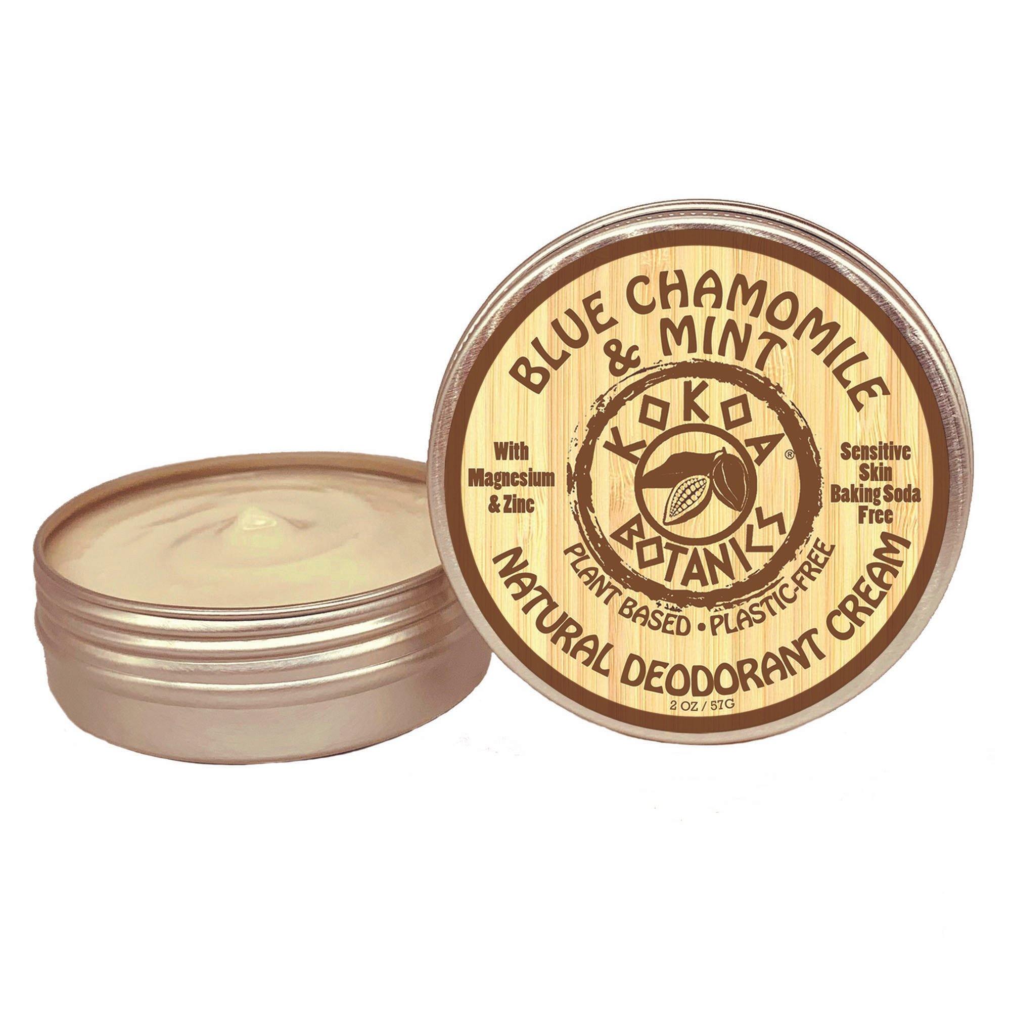 BLUE CHAMOMILE & MINT- Natural Deodorant Cream - Sensitive Skin – Baking Soda-Free  2.5 oz by Kokoa Botanics