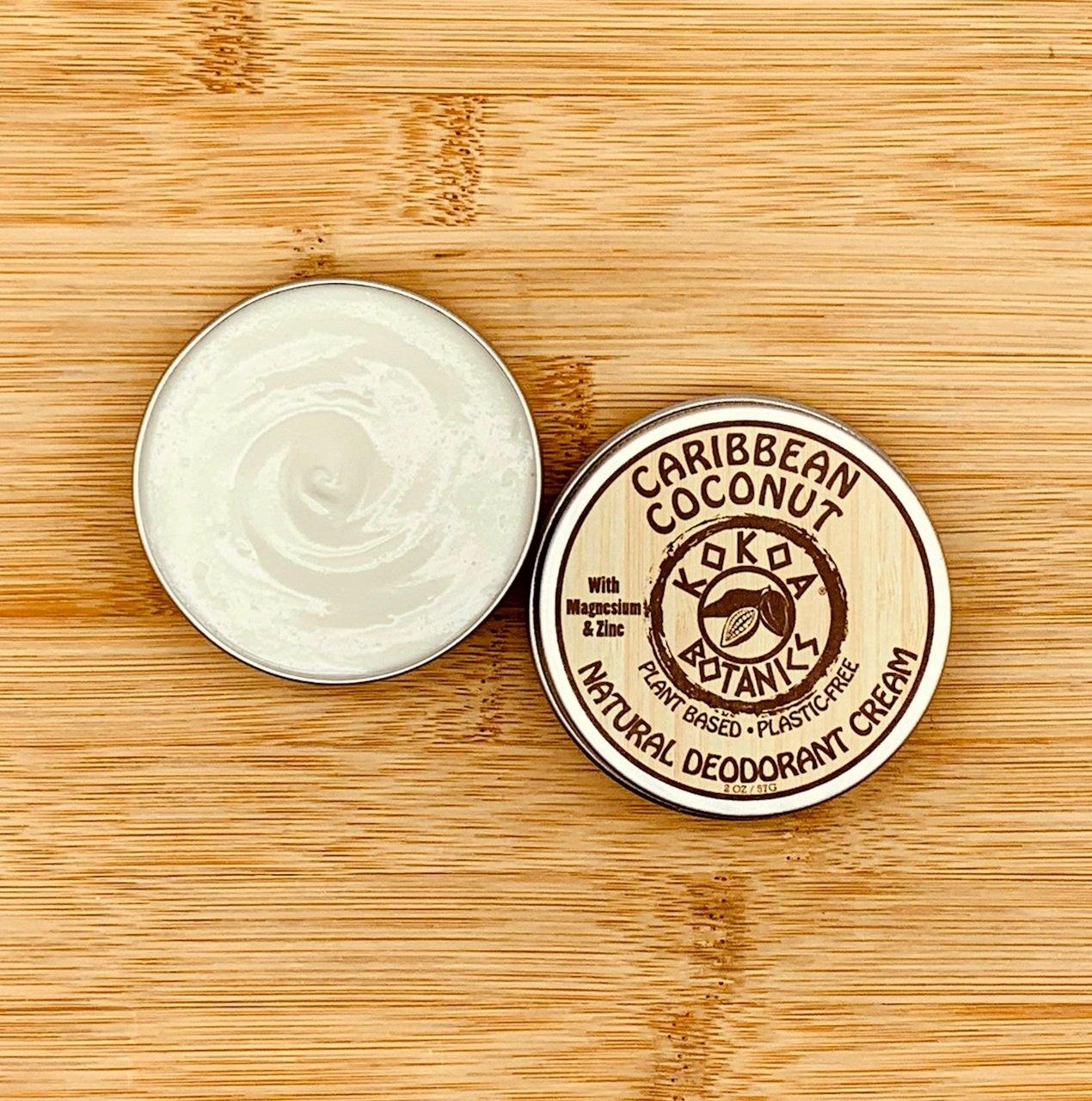 CARIBBEAN COCONUT - Natural Deodorant Cream - Aluminum-Free - 2.5 oz by Kokoa Botanics