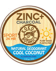 ZINC & CHARCOAL Sport - Natural Deodorant - Cool Coconut - Aluminum-free 2.75 oz by Kokoa Botanics