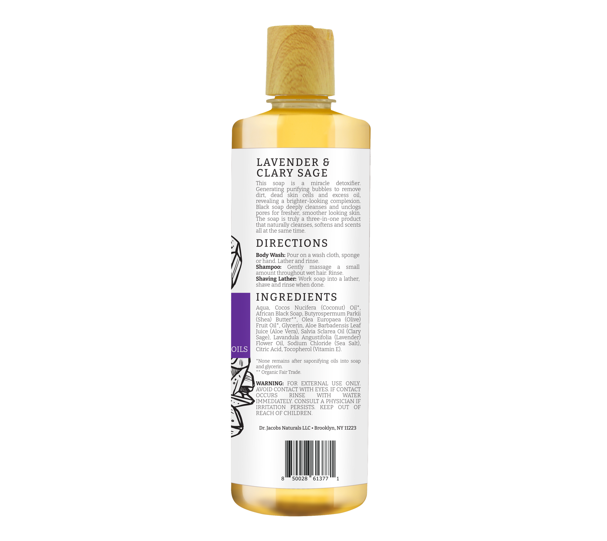 Lavender &amp; Sage Black Soap Body Wash, Shampoo, and Shaving Lather
