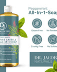 Peppermint All in 1 Castile Soap - Thin Formula by Dr. Jacobs Naturals