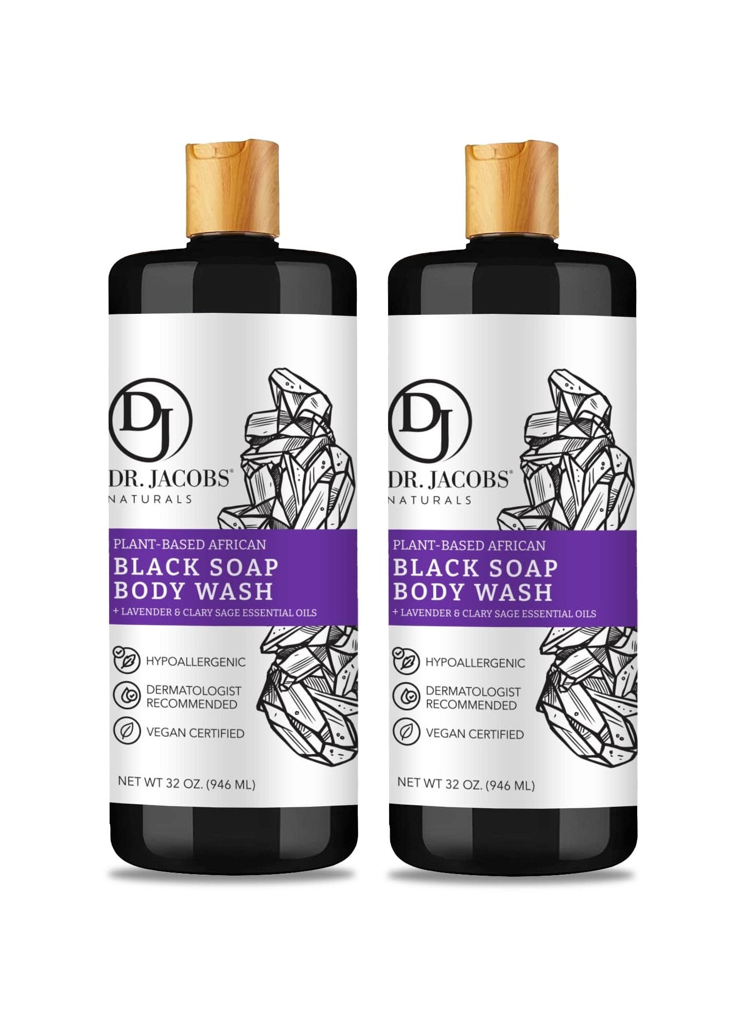 Lavender &amp; Sage Black Soap Body Wash, Shampoo, and Shaving Lather
