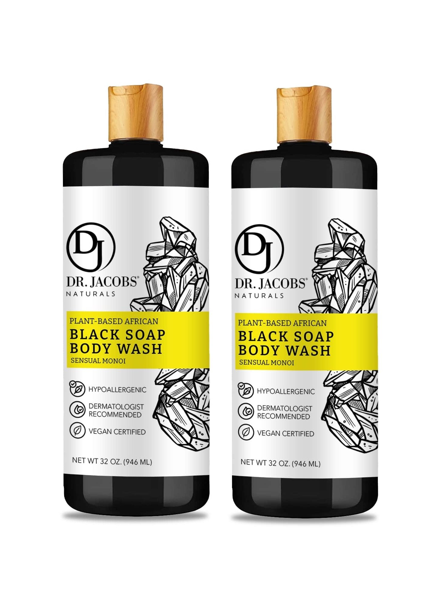 Sensual Monoi Black Soap Glow Body Wash, Shampoo, and Shaving Lather