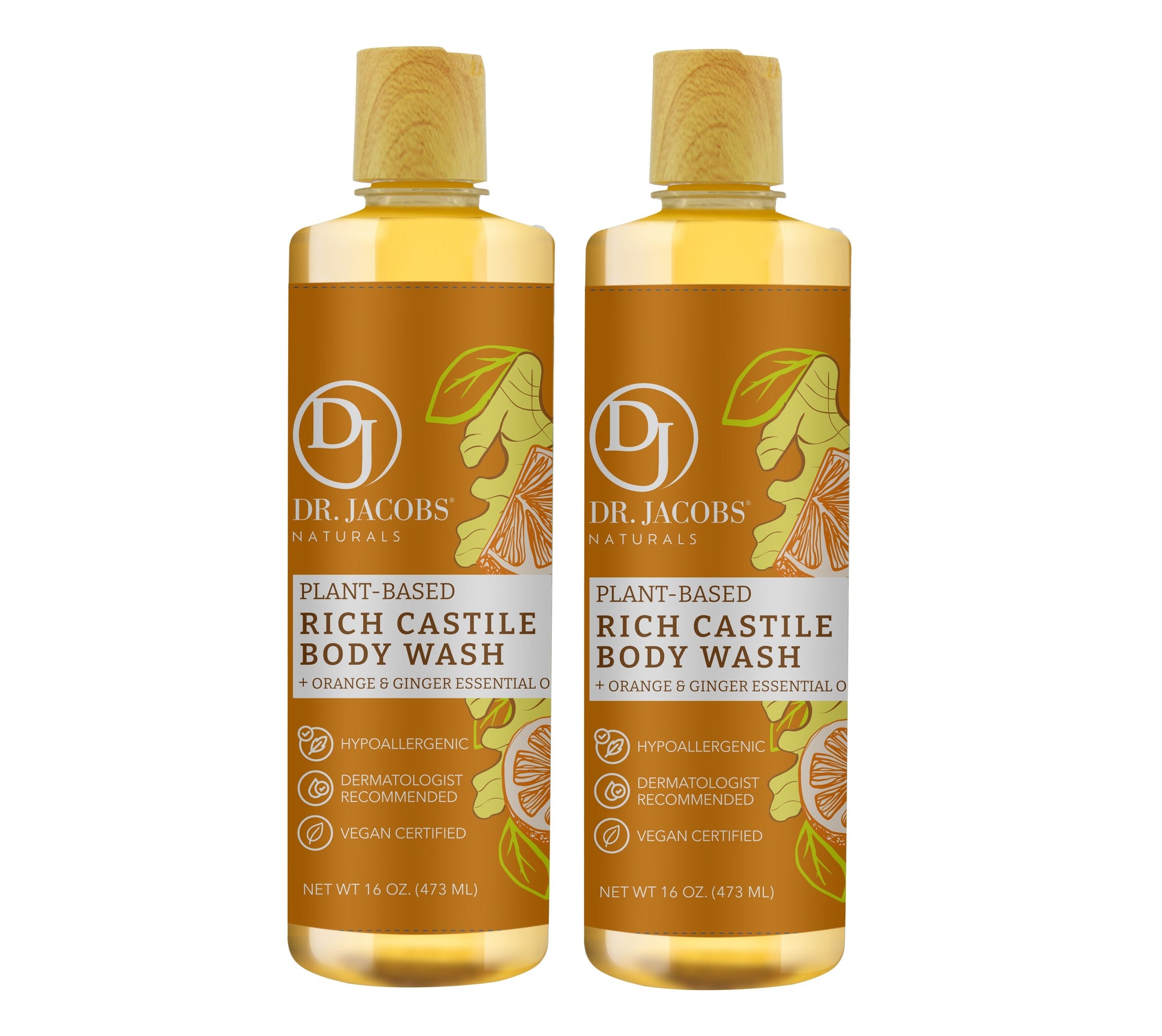 Orange &amp; Ginger Boost Castile Body Wash, Shampoo, &amp; Shaving Lather