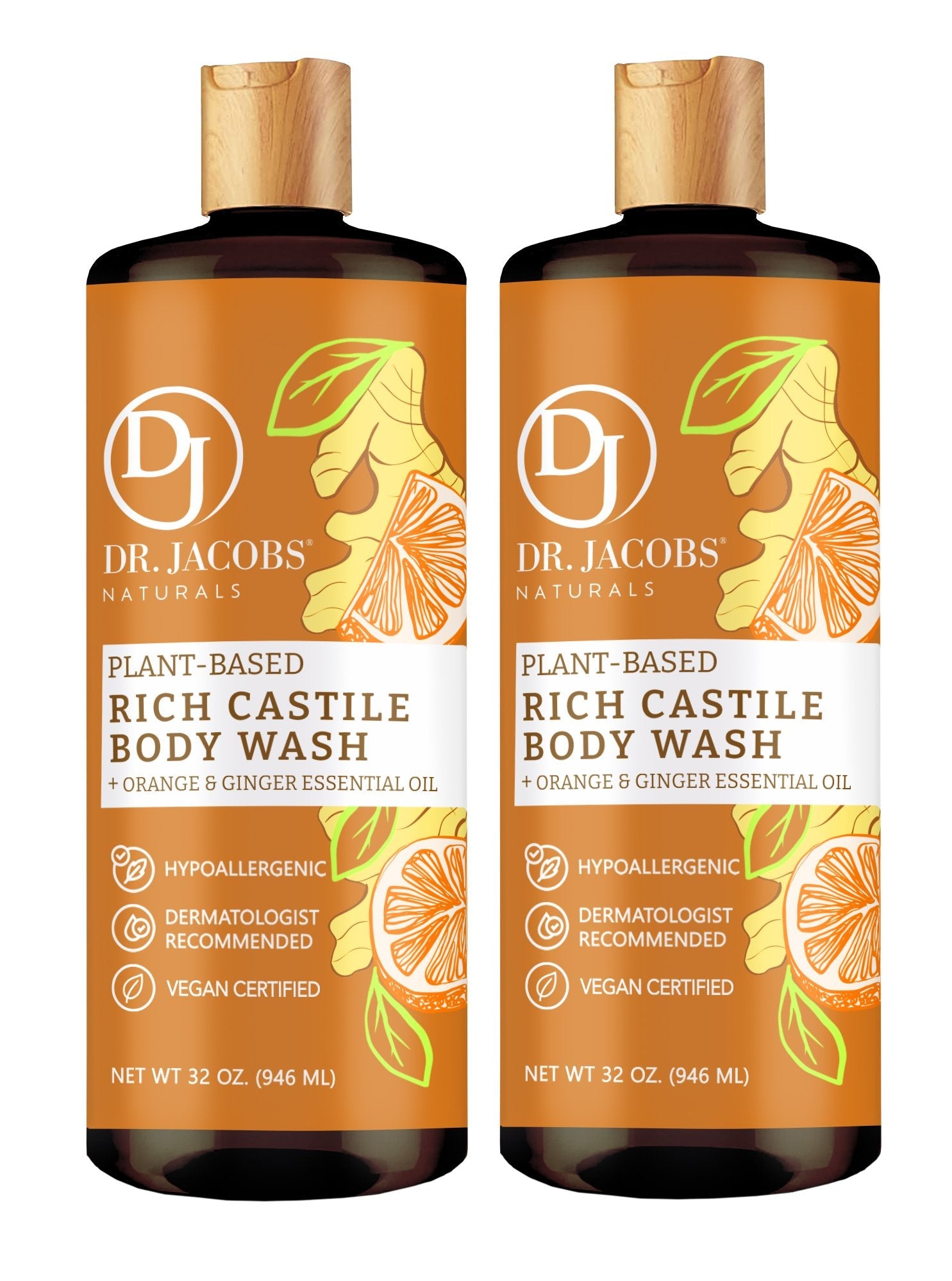 Orange &amp; Ginger Boost Castile Body Wash, Shampoo, &amp; Shaving Lather