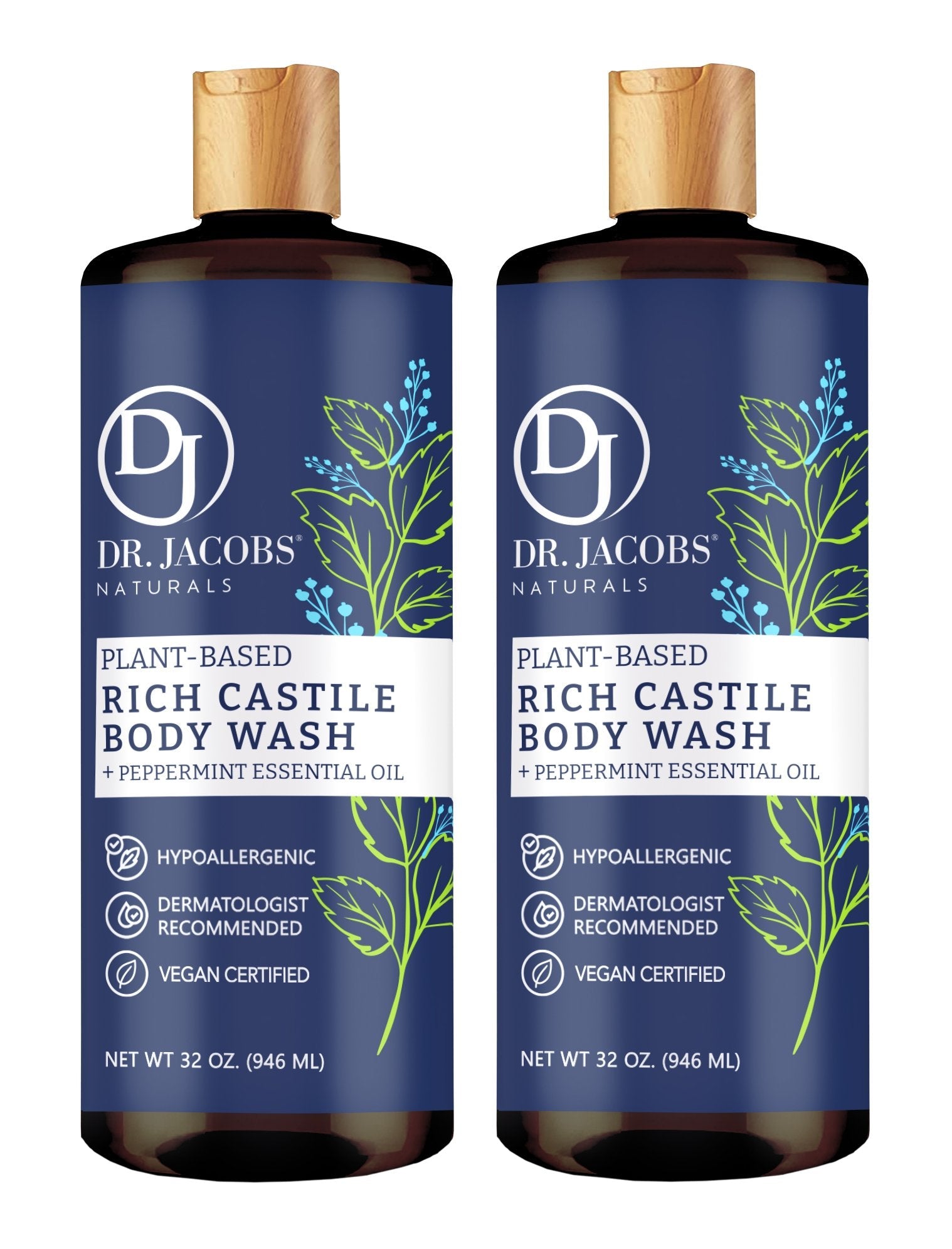 Peppermint Energy Castile Body Wash, Shampoo, &amp; Shaving Lather