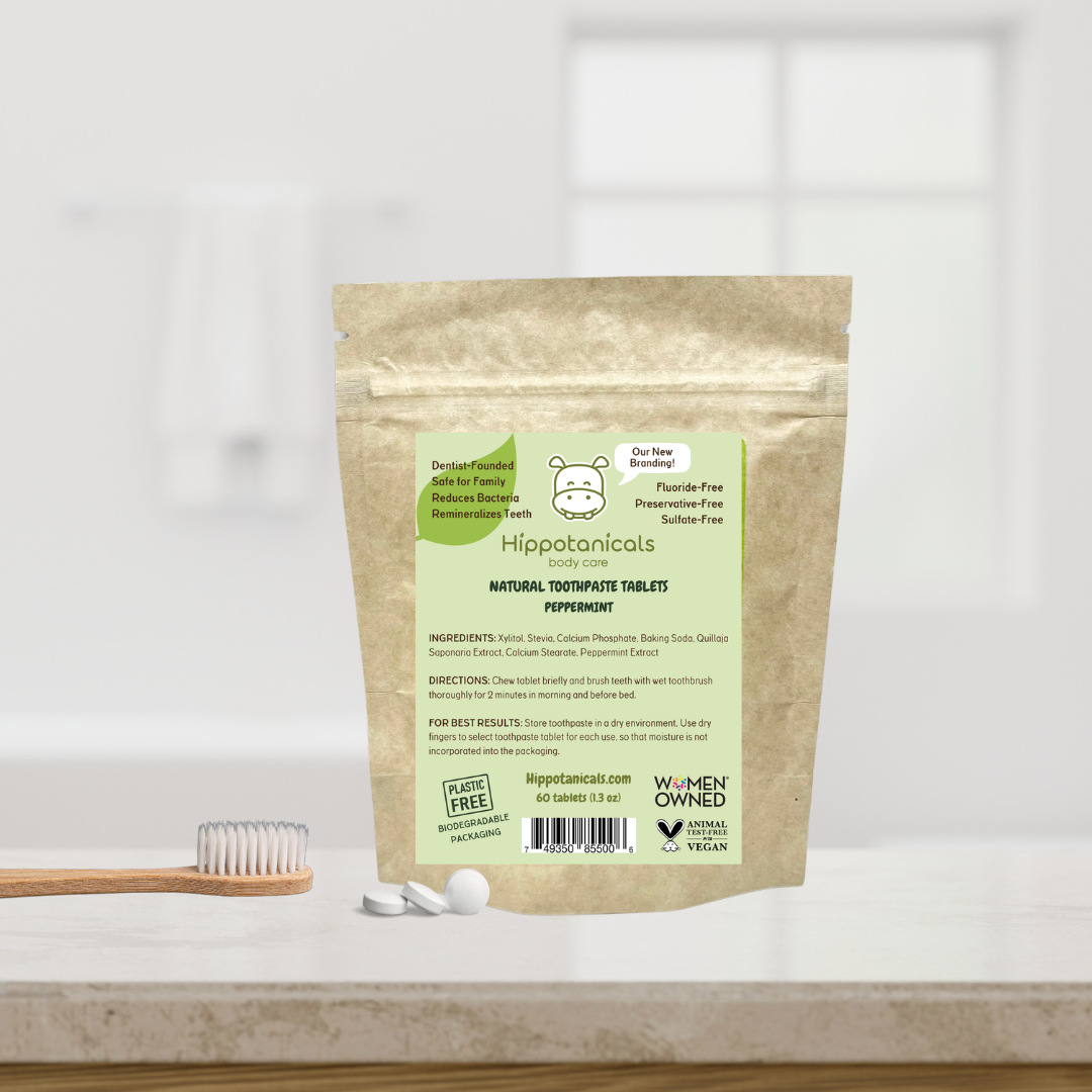 Natural Peppermint Toothpaste Tablets in Compostable Pouch (60 Tablets ...